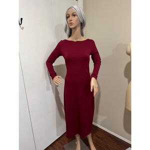 Wild Fable Dress Size M burgundy pencil bodycon Long Sleeve stretch pull-on EUC